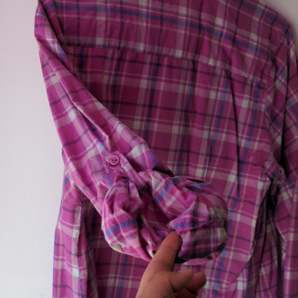 Pink striped button up blose. - Picture 4 of 4